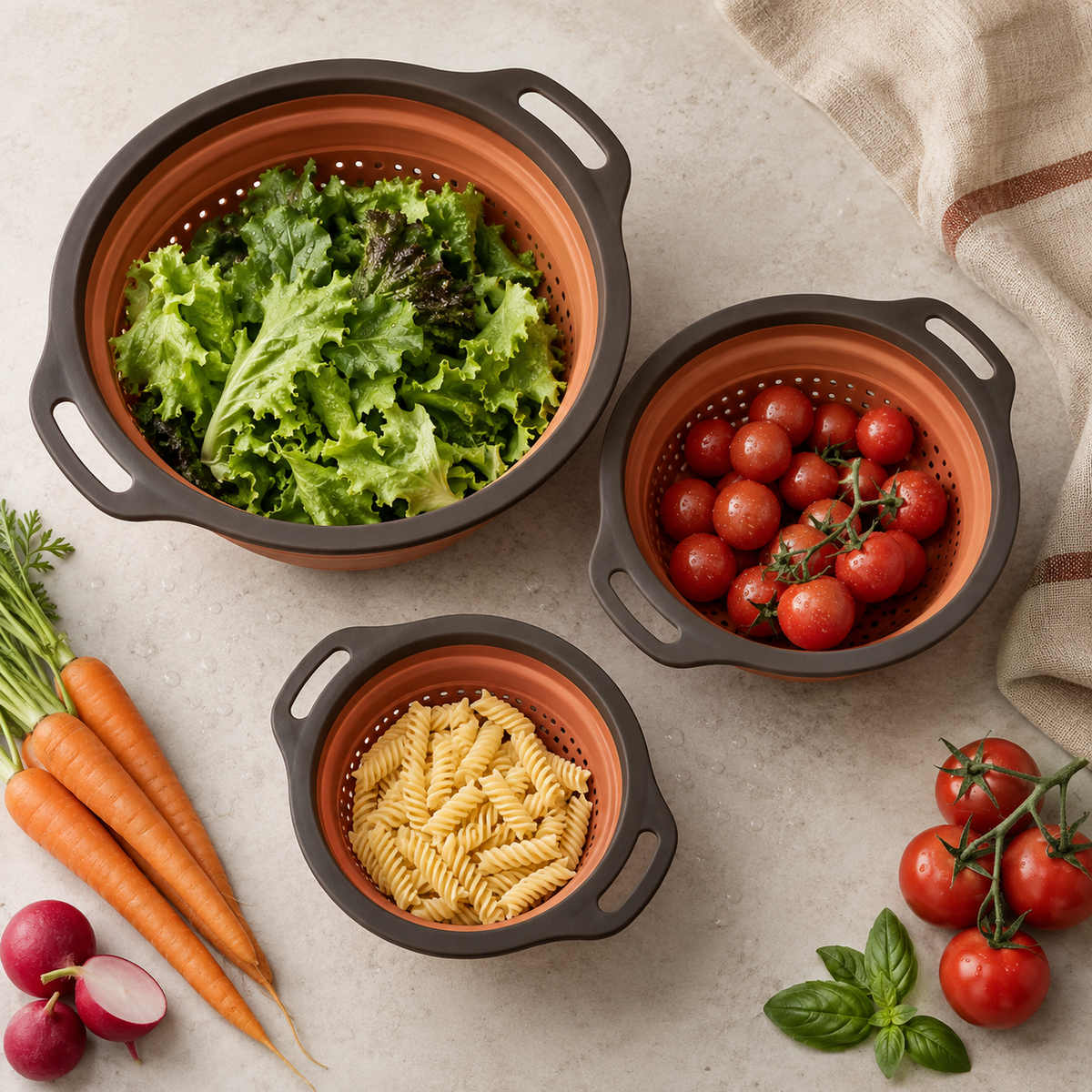 Collapsible Colander Set — overview
