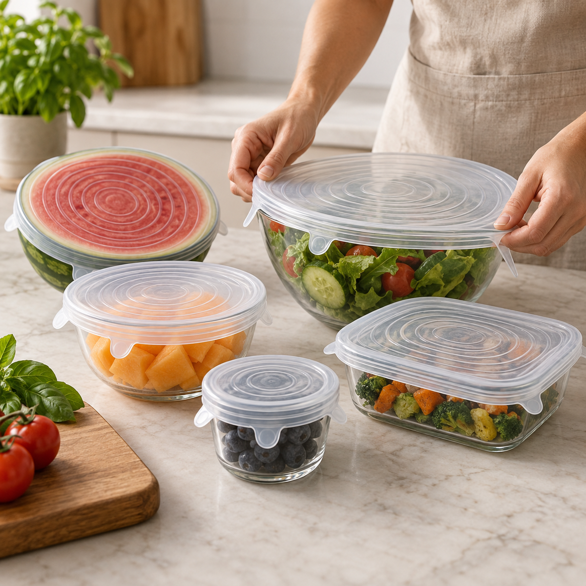 Silicone Stretch Lid Set — lifestyle