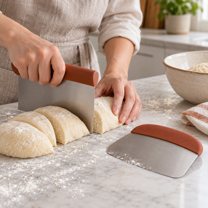 Stainless Dough Scraper Set — lifestyle